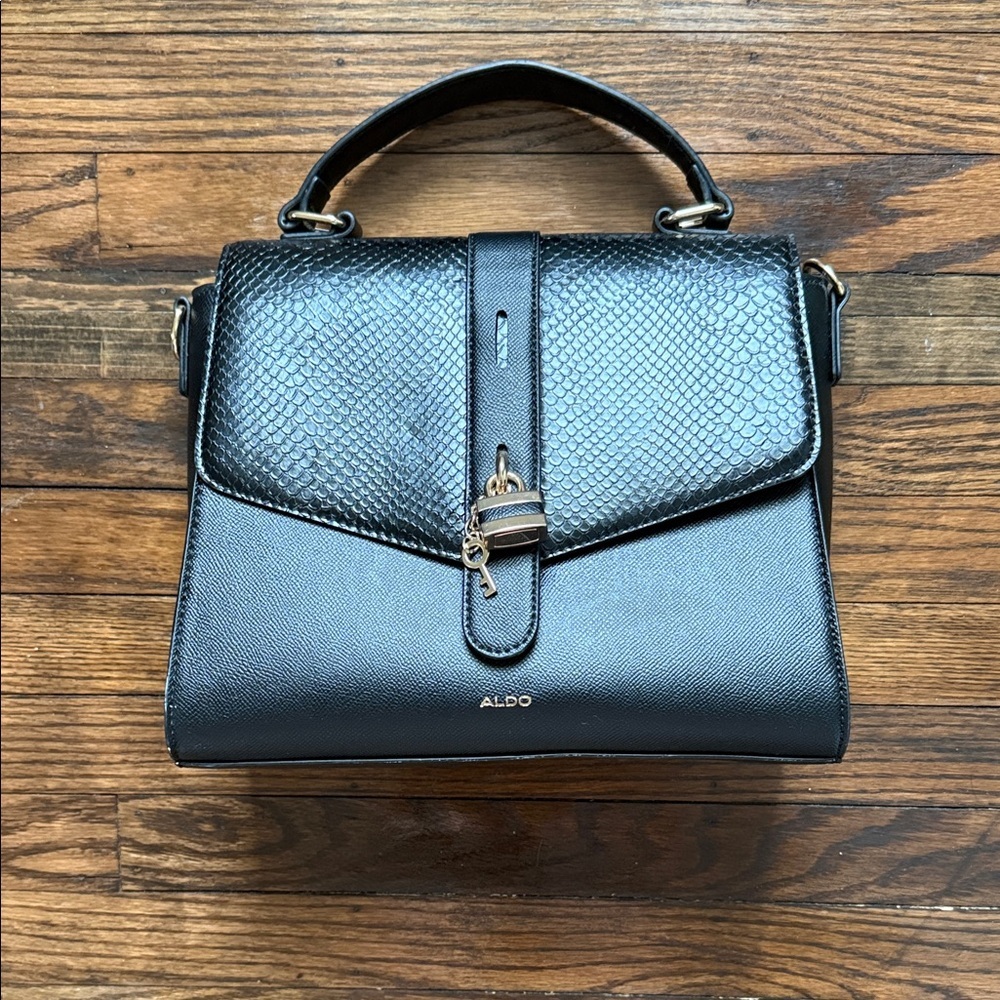 ALDO Black Top Handle Crossbody Bag Gold Hardware